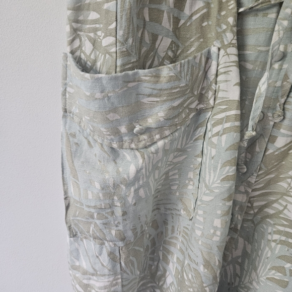 Dear John Tropical Green Linen Blend Tie Waist Dress Size S - Picture 5 of 11